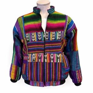 80s Vintage Guatemalan Patchwork Bomber Jacket